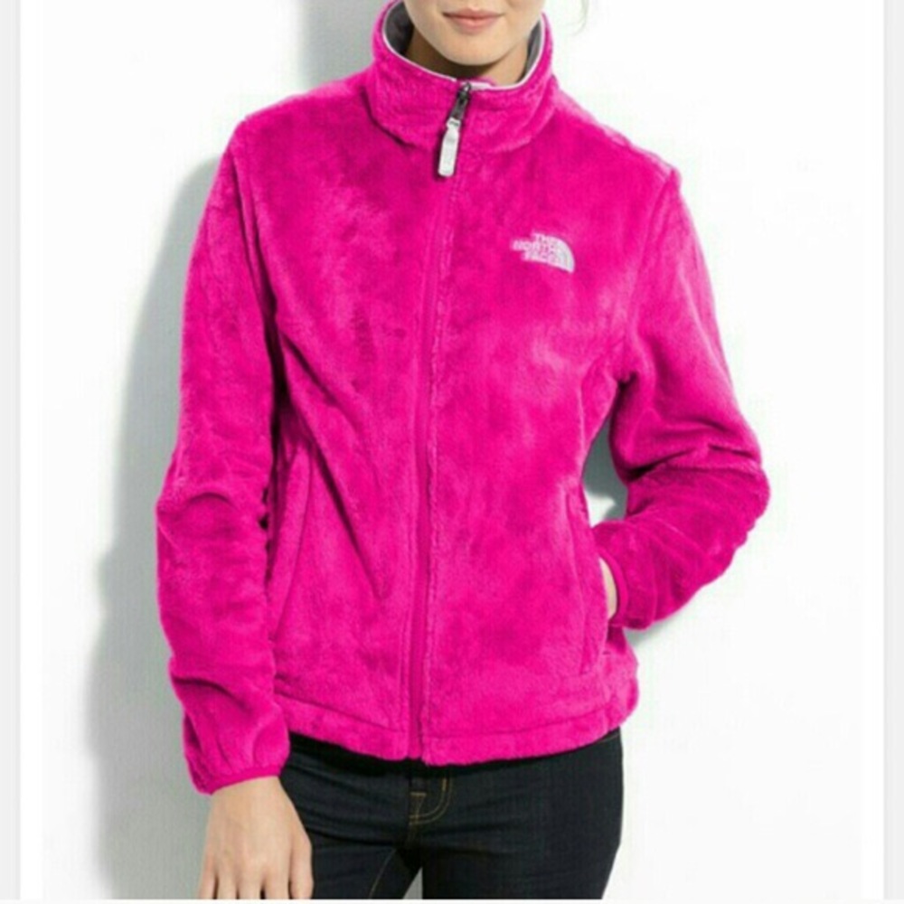 Fuzzy Pink North Face Zip-up Jacket (S)